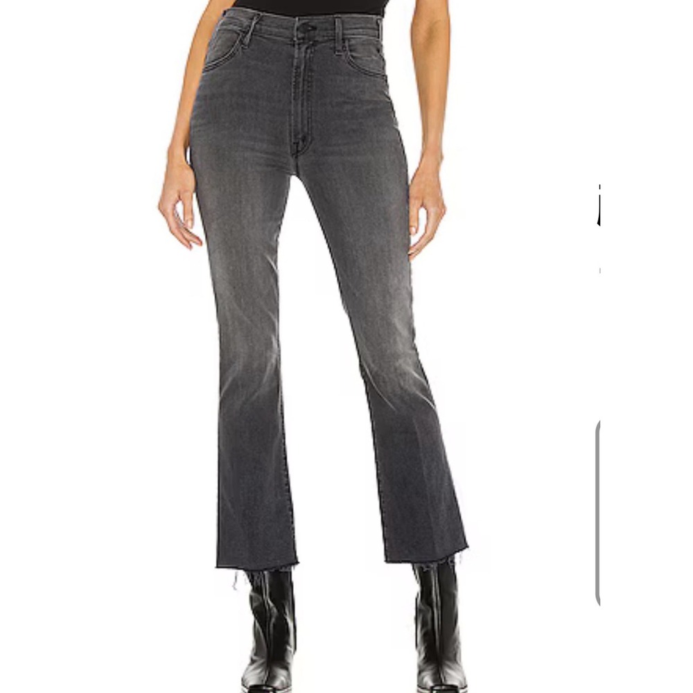 MOTHER The Hustler Ankle Fray Jeans Size 25 Lighting Up Lanterns Gray High Rise